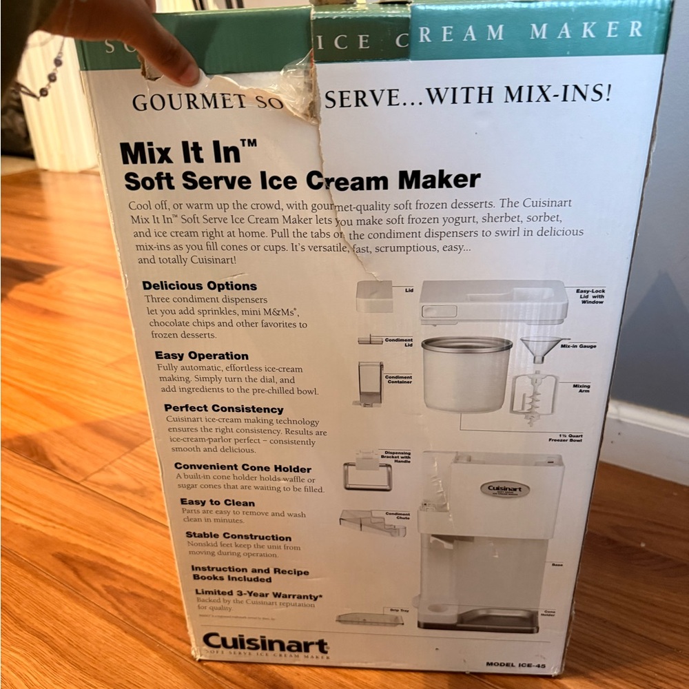 Cuisinart Mix It In Soft Serve Ice Cream Maker – White with Green Accents - Picture 2 of 3